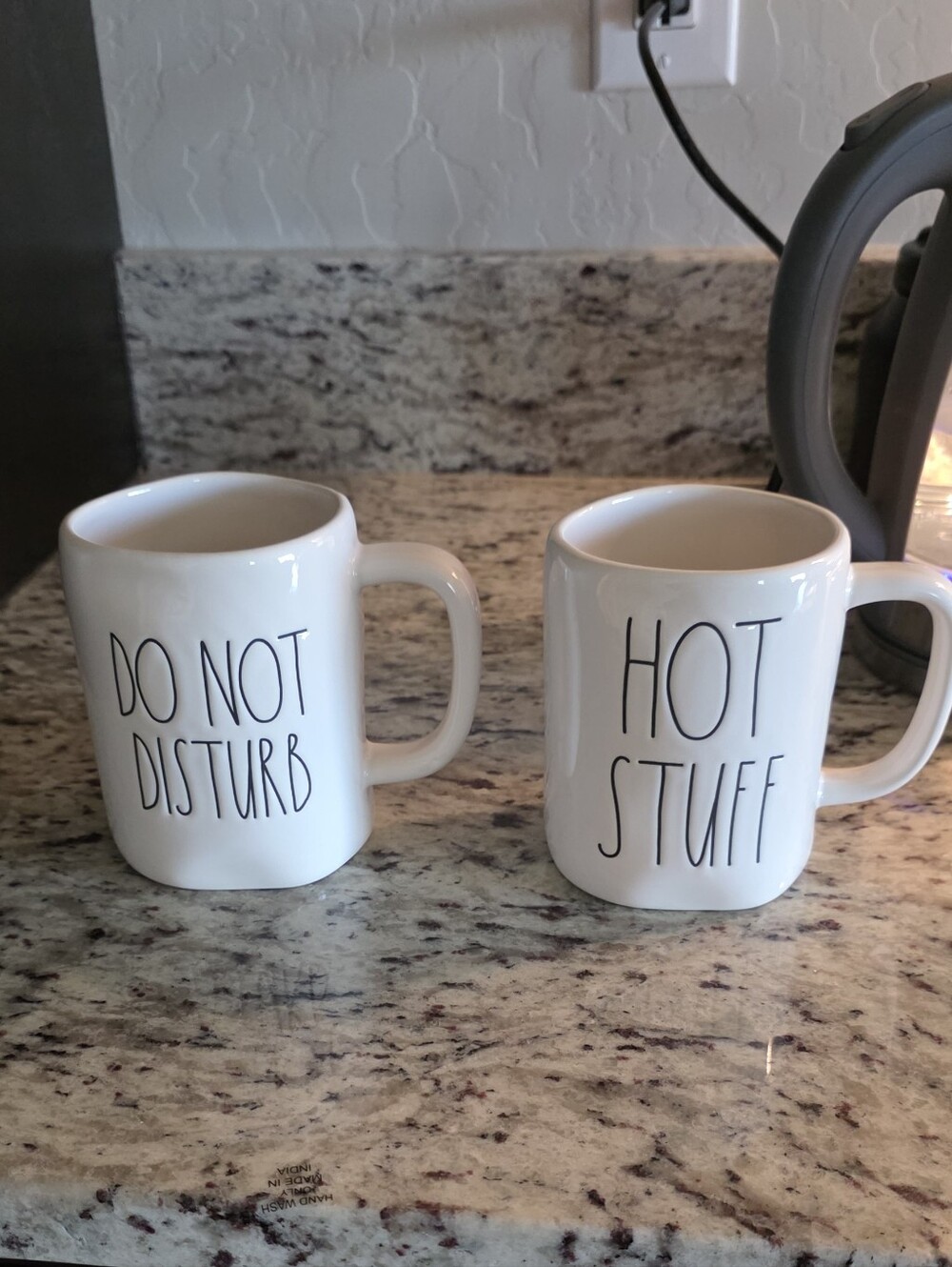 Rae Dunn White 'Do Not Disturb' & 'Hot Stuff' Mug Pair